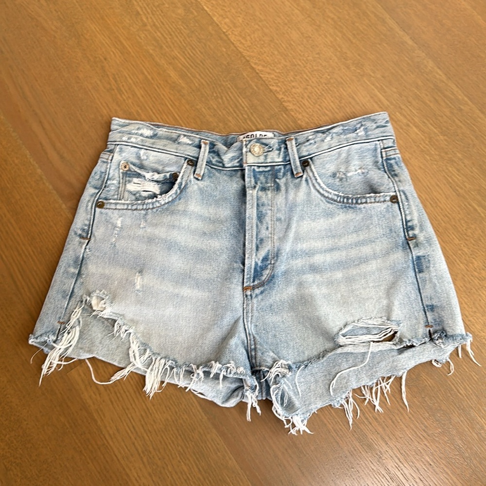 Agolde Jaden Denim Blue Jean Shorts - Picture 4 of 10